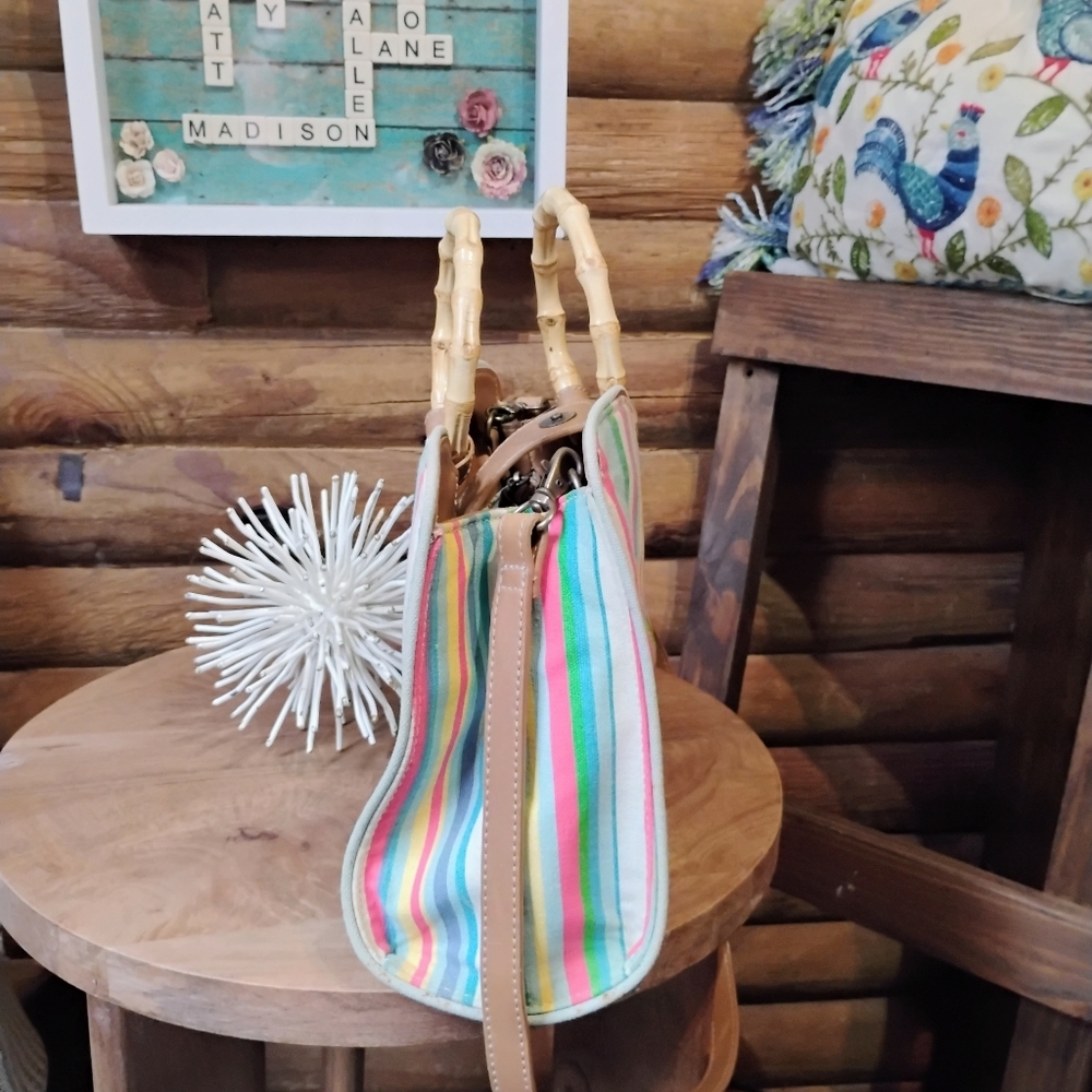 FOSSIL HANDBAG/SHOULDER BAG STRIPPED ROUND HANDLES - Picture 3 of 8